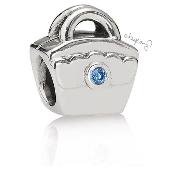 EUC Pandora 790473CZB Sterling Silver Scalloped Purse w/ Blue Zirconia - Picture 1 of 8